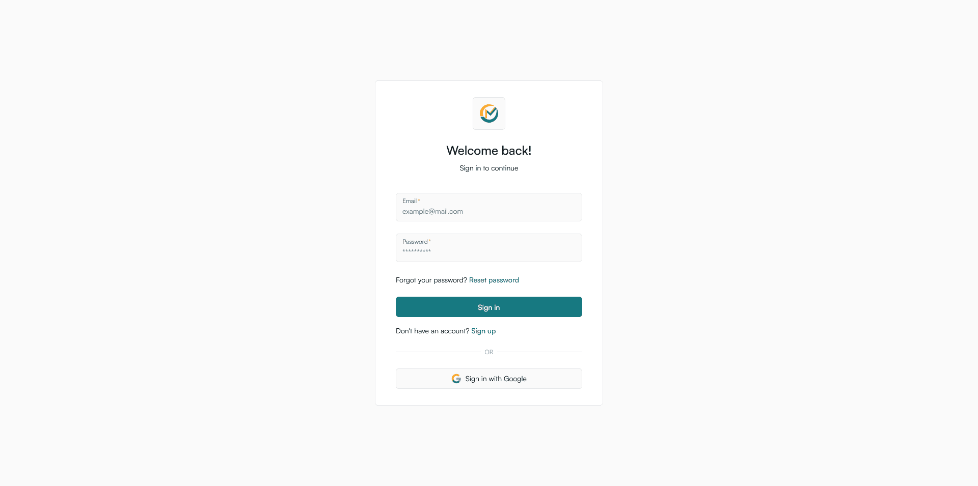 Monfuse App login interface